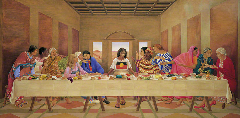 The First Supper 1988 acrylic on panel, 120 x 240 cm by Susan Dorothea White
