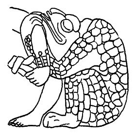 カメレオン（マヤ古代意匠）のロゴ